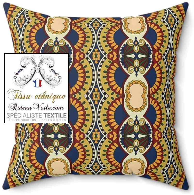 Tissu d'ameublement inspiration ethnique motif Africain au mètre rideau occultant voilage