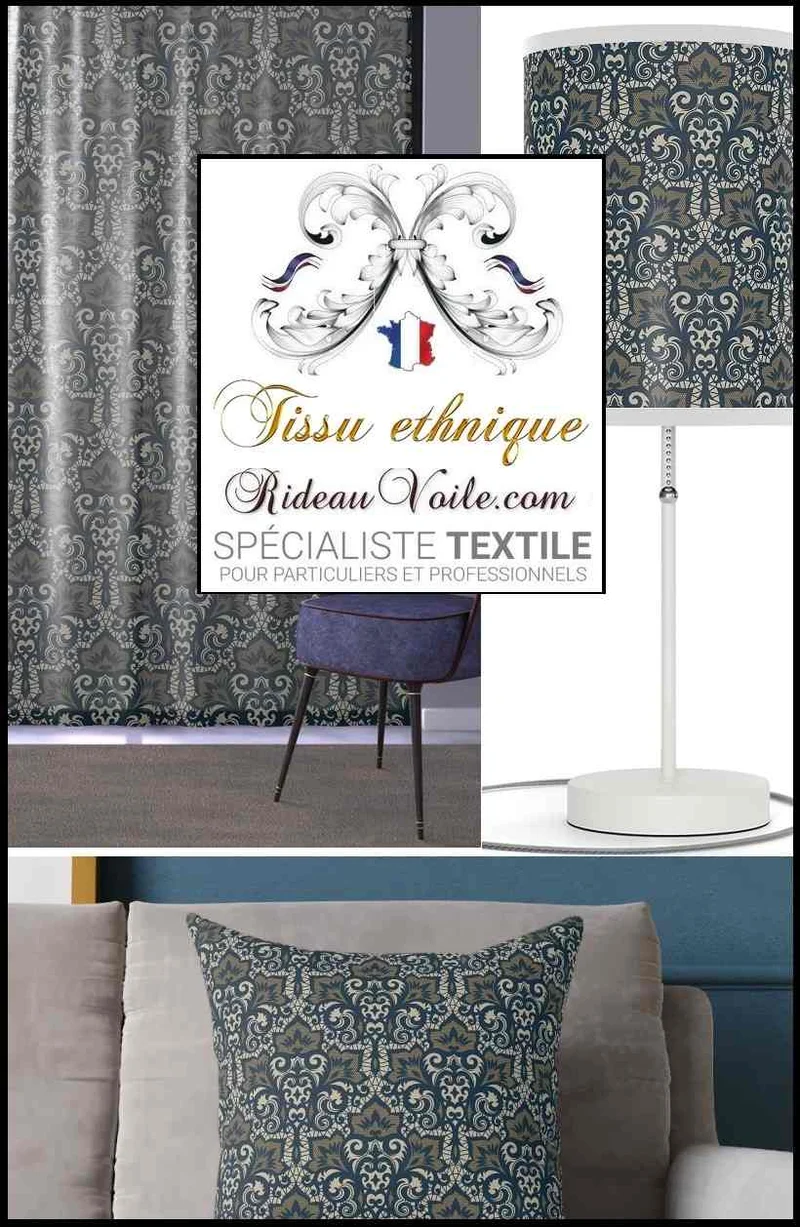 Tissu motif ethnique Indien imprimé Toile de Jouy Exotique ameublement ignifuge rideau