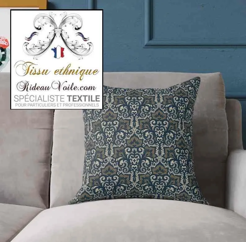Tissu motif ethnique Indien imprimé Toile de Jouy Exotique ameublement ignifuge rideau