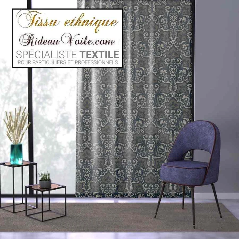 Tissu motif ethnique Indien imprimé Toile de Jouy Exotique ameublement ignifuge rideau