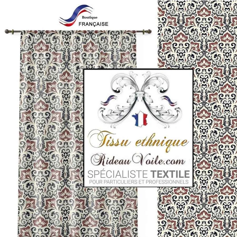 Tissu motif Indien imprimé Paisley Toile de Jouy Exotique ameublement ignifuge occultant