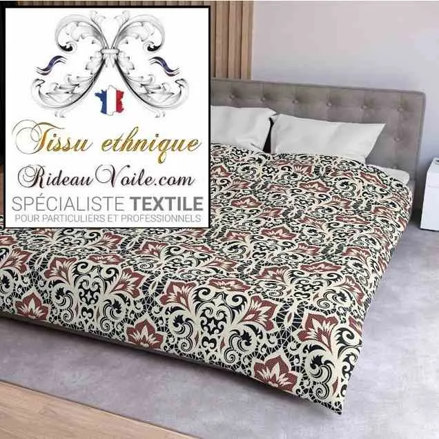 Tissu motif Indien imprimé Paisley Toile de Jouy Exotique ameublement ignifuge occultant