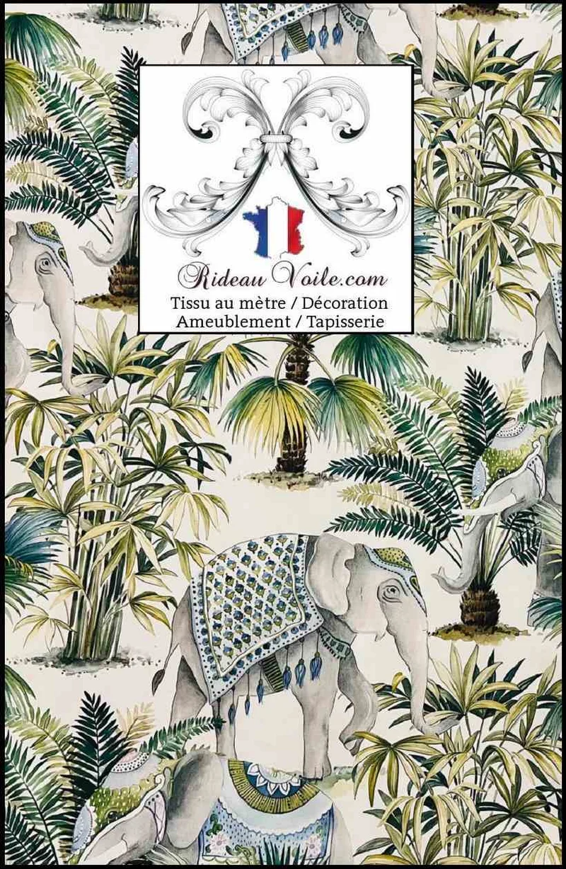 Tissu ameublement motif éléphant mètre imprimé Exotique Indien voilage rideau occultant