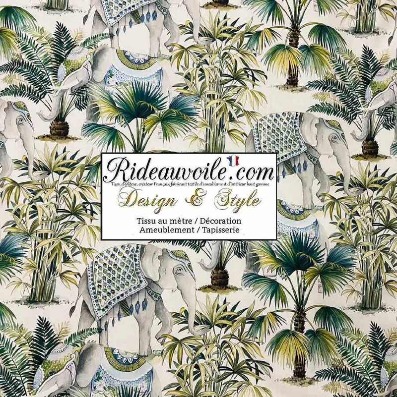 Tissu ameublement motif éléphant mètre imprimé Exotique Indien voilage rideau occultant