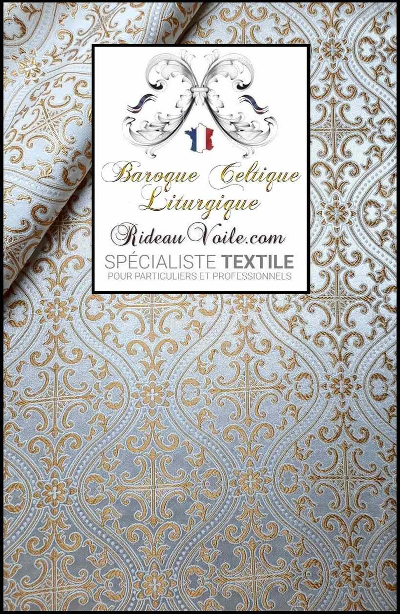 Tissu ameublement intérieur Médiéval Brocart blanc Or Baroque mètre rideau sur mesure