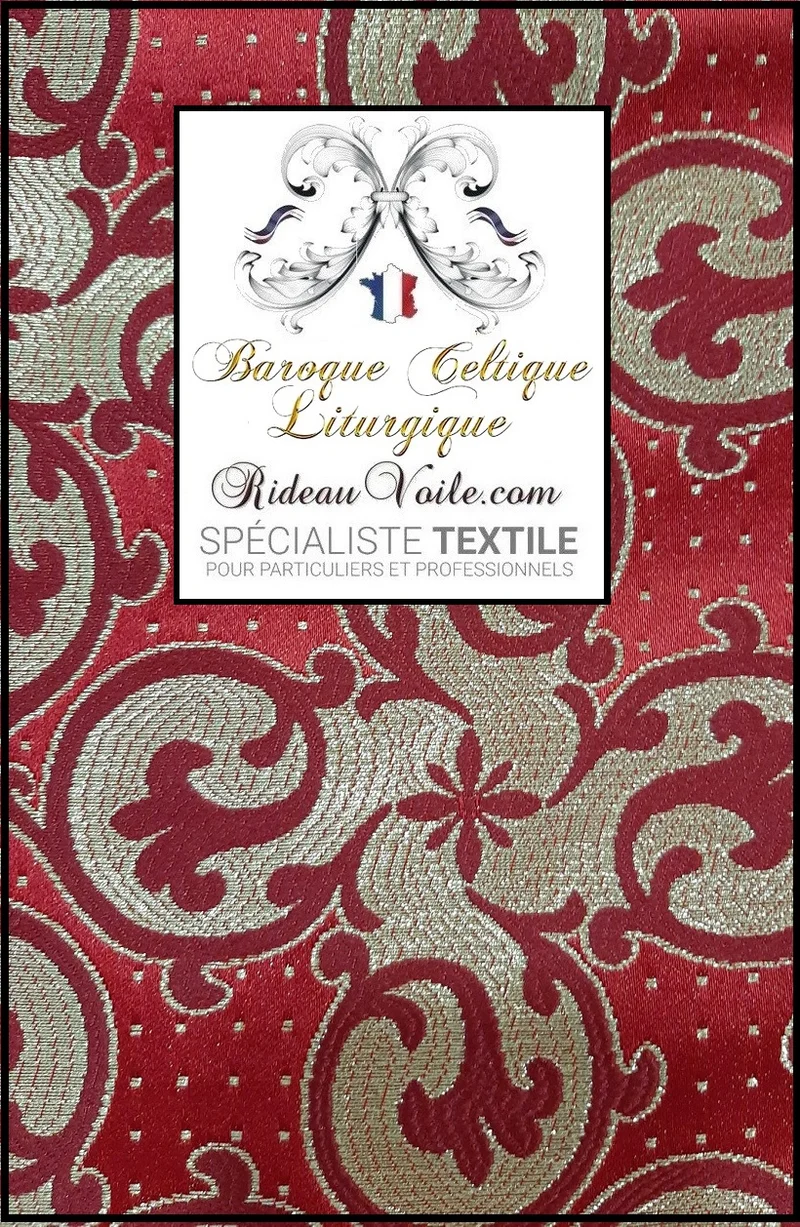 Tissu brocart rouge brodé Or | Architecte d'intérieur hôtel particulier résidence Luxe