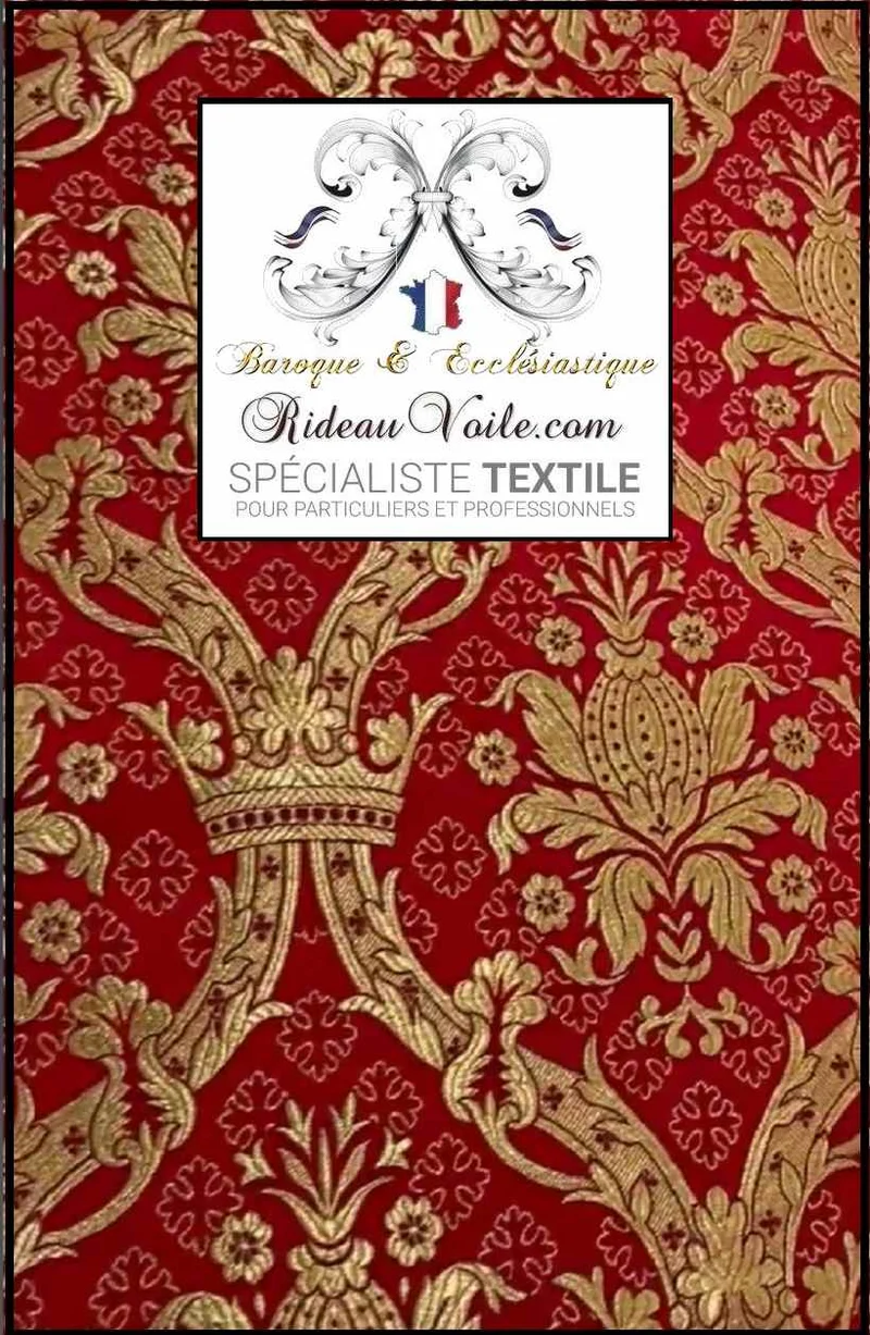 Tissu rouge or Brocart Damasco Baroque Liturgique broderie Architecte intérieur décoration