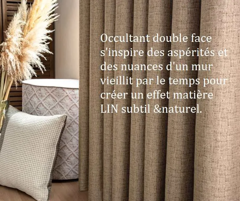 Textile effet LIN polyester thermique occultant ignifuge tissu mètre architecte d'intérieur