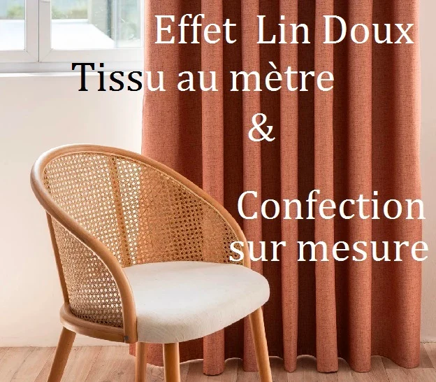 Textile effet LIN polyester thermique occultant ignifuge tissu mètre architecte d'intérieur