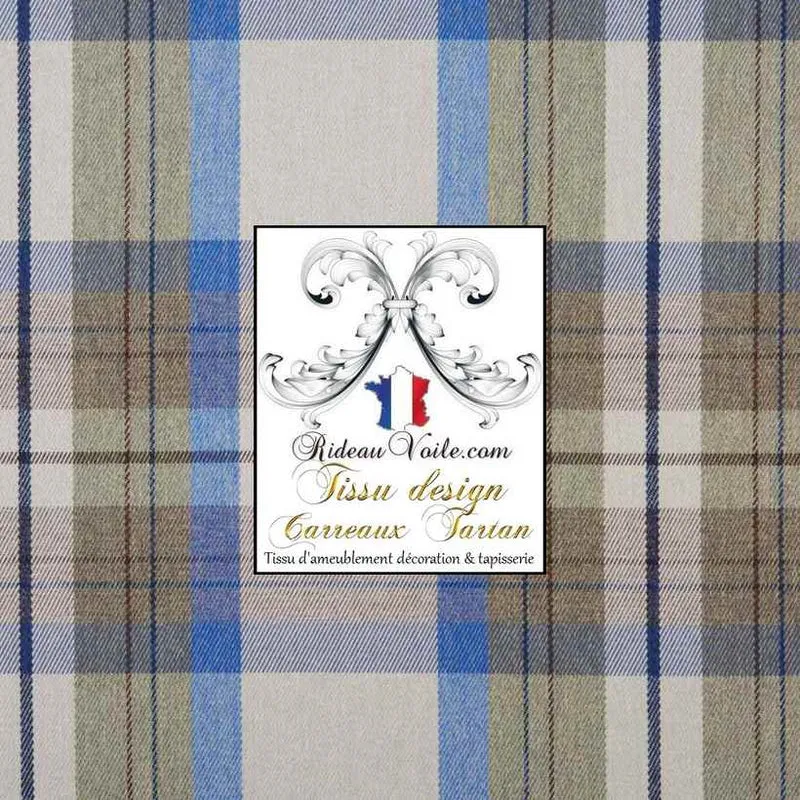 Tissu tissé carreaux Tartan effet Laine ameublement architecte rénovation travaux intérieur