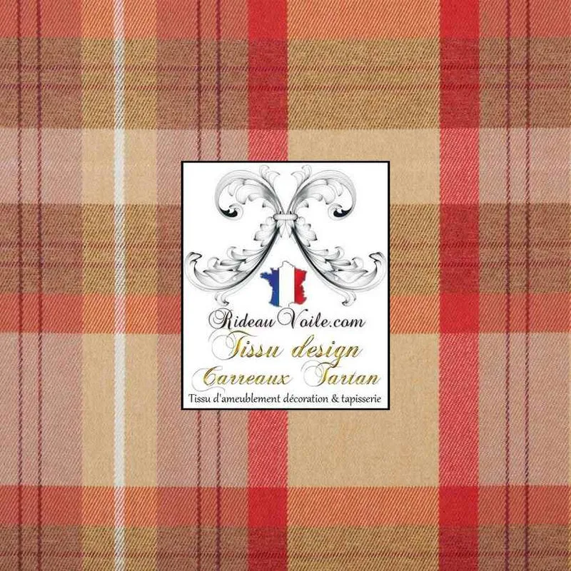 Tissu style tissé Tartan effet Laine ameublement architecte rénovation travaux intérieur