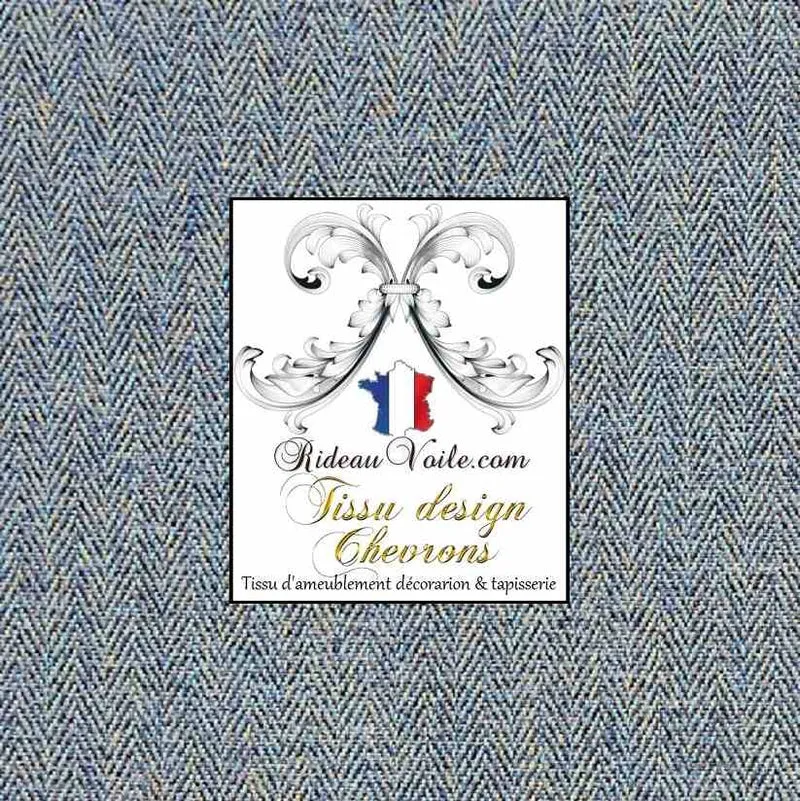 Tissu Chevrons bleu texture effet Laine architecte rénovation travaux intérieur rideau