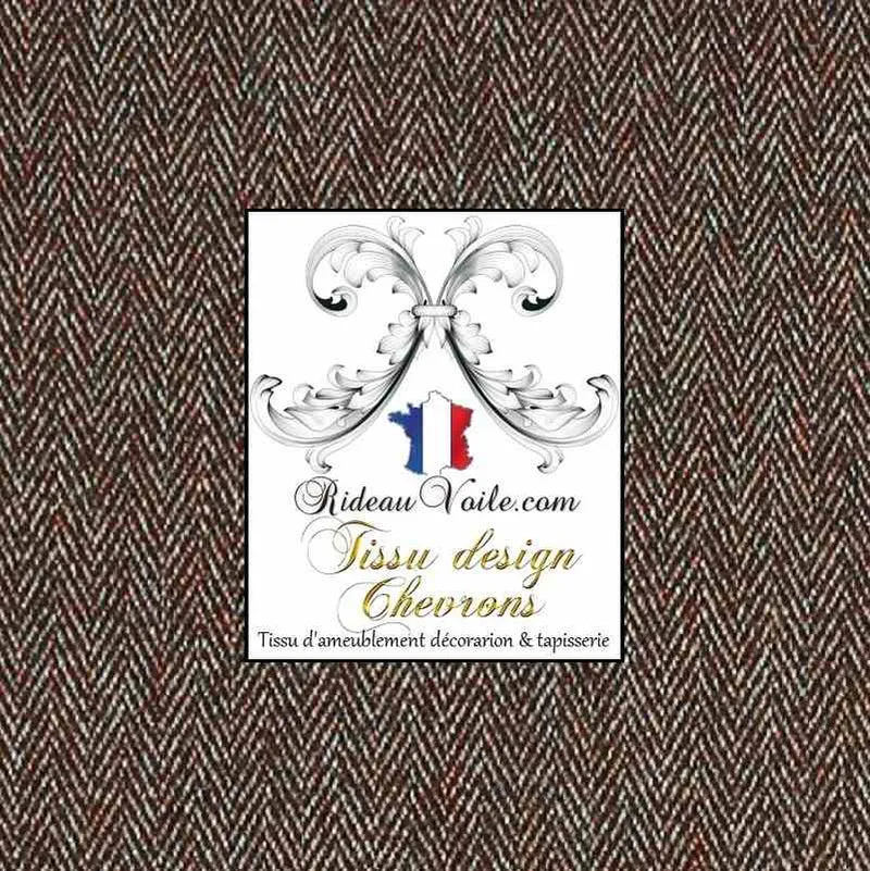 Tissu Chevrons marron effet Laine ameublement architecte rénovation travaux intérieur