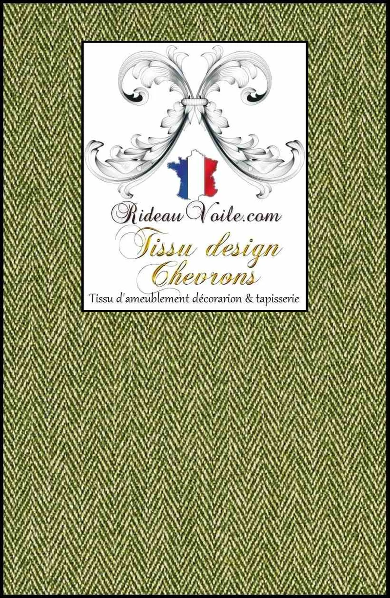 Tissu d'ameublement architecte d'intérieur motif Chevrons vert mètre rideau sur mesure
