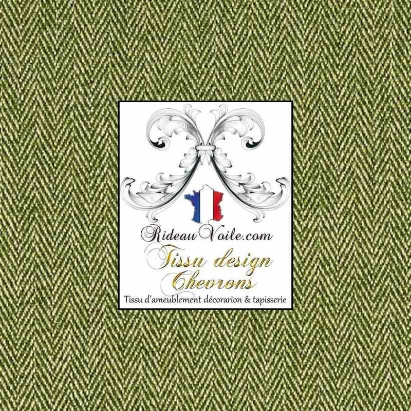 Tissu d'ameublement architecte d'intérieur motif Chevrons vert mètre rideau sur mesure