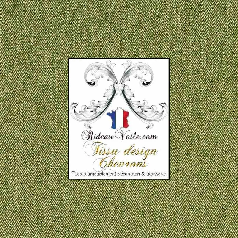 Tissu d'ameublement architecte d'intérieur motif Chevrons vert mètre rideau sur mesure