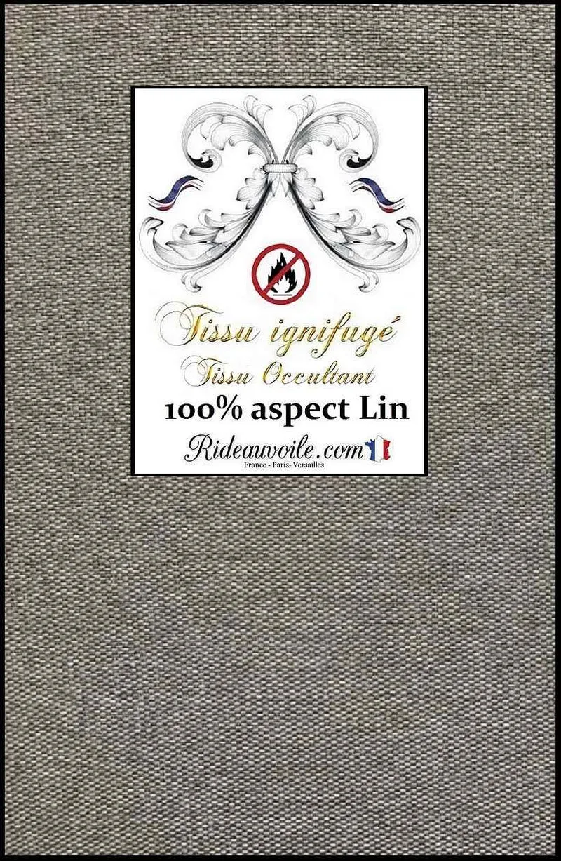 Design tissé LIN gris occultant M1 texture mètre rénovation intérieur grande largeur