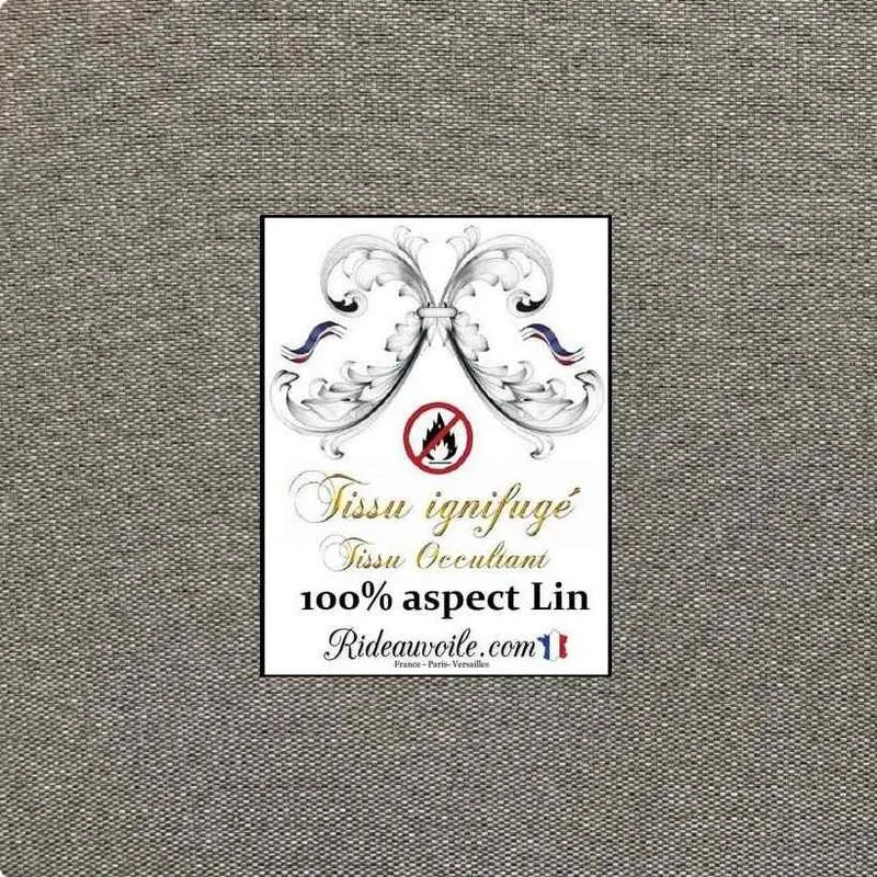 Design tissé LIN gris occultant M1 texture mètre rénovation intérieur grande largeur