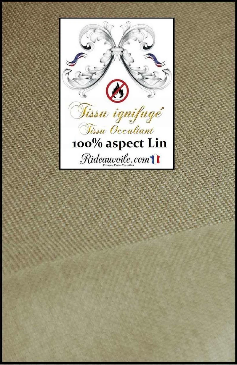 Tissu occultant au mètre ameublement intérieur rideau ignifuge effet lin naturel bronze