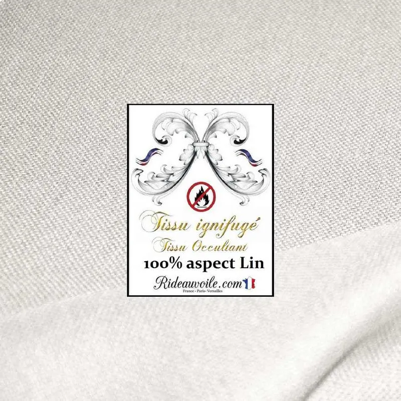 Tissu occultant au mètre ameublement Aspect effet lin naturel blanc ignifuge