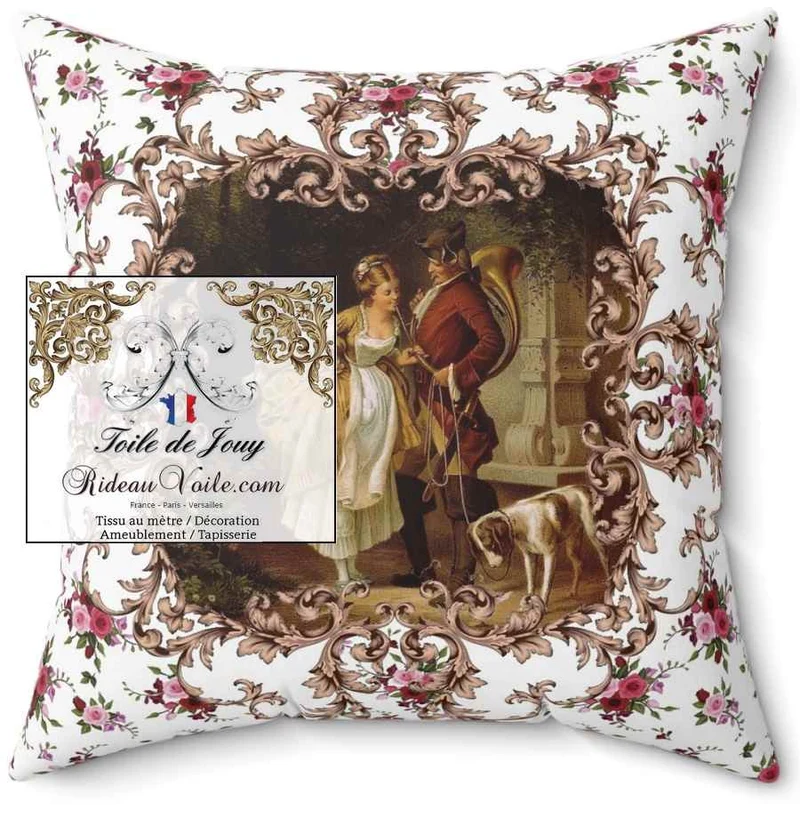 Tissu d'éditeur motif Toile de Jouy mètre coton voilage rideau Rococo Occultant ignifuge