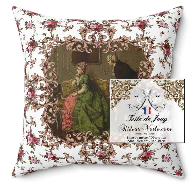 Tissu d'éditeur motif Toile de Jouy mètre coton voilage rideau Rococo Occultant ignifuge