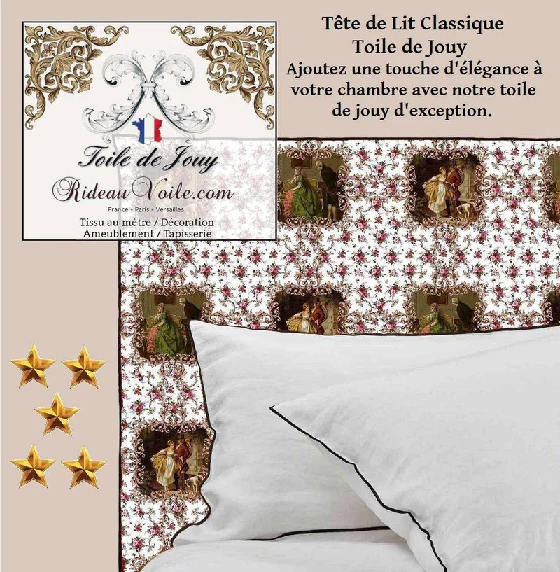 Tissu d'éditeur motif Toile de Jouy mètre coton voilage rideau Rococo Occultant ignifuge