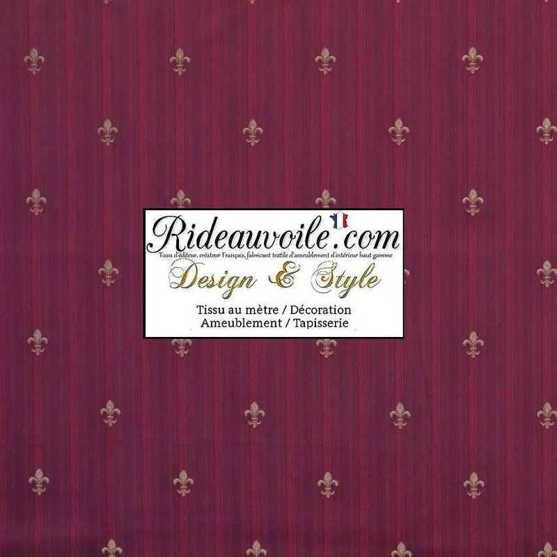 Architecte décoration Tissu Empire Fleur de Lys ameublement mètre ROUGE bordeaux