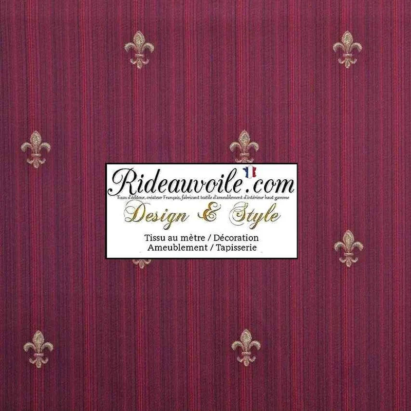 Architecte décoration Tissu Empire Fleur de Lys ameublement mètre ROUGE bordeaux