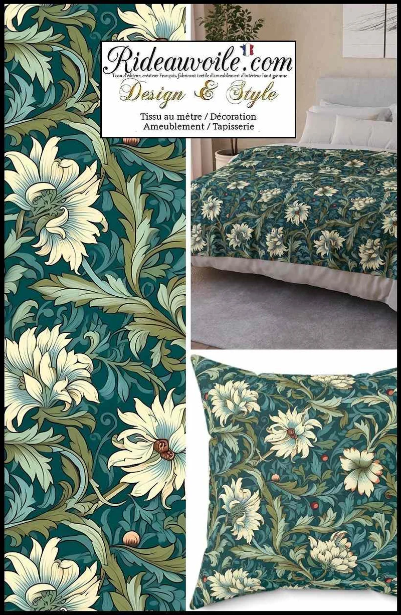 Tissu Jacquard ameublement idée décoration intérieur motifs fleurs mètre rideau sur mesure