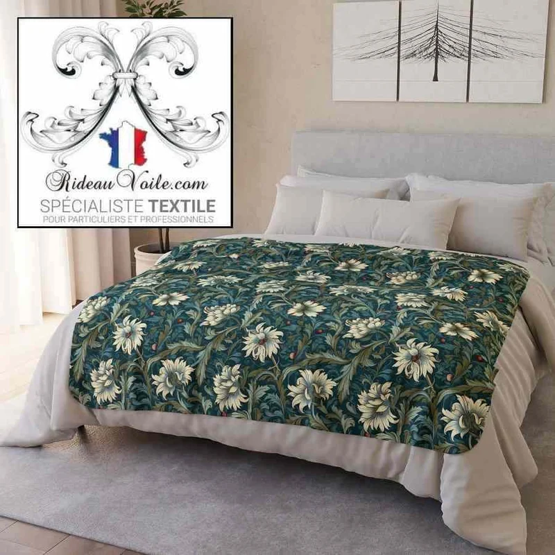 Tissu Jacquard ameublement idée décoration intérieur motifs fleurs mètre rideau sur mesure