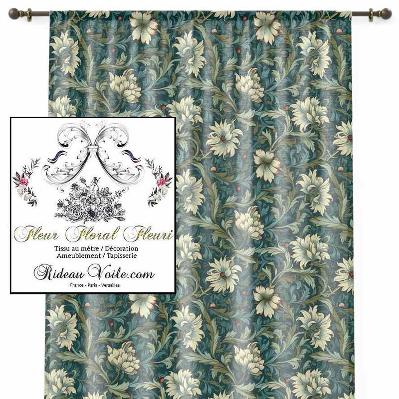 Tissu Jacquard ameublement idée décoration intérieur motifs fleurs mètre rideau sur mesure