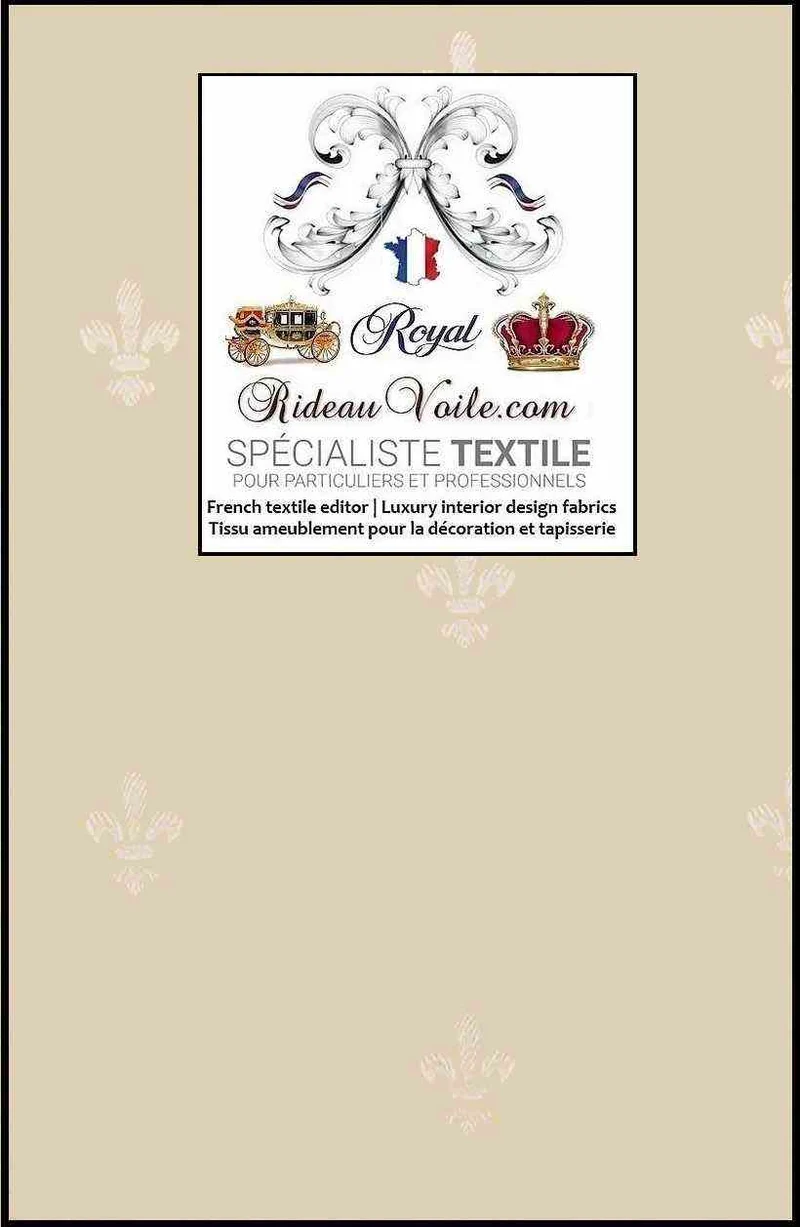 Déco tissu ameublement Jacquard Empire Fleur de lys Ivoire au mètre rideau sur mesure