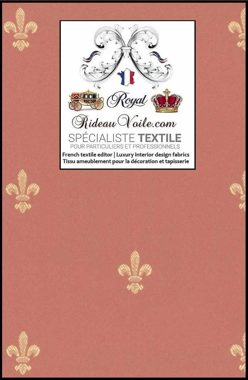 Boutique Tissu ameublement Jacquard Fleur de lys ROSE Empire mètre rideau