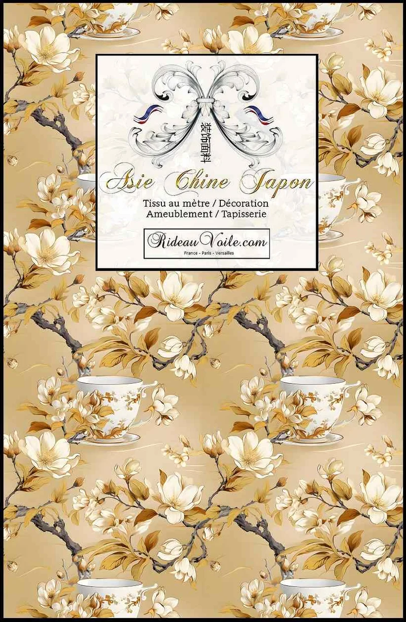 Tissu d'ameublement imprimé exotique asiatique fleur chine japonnais mètre rideau