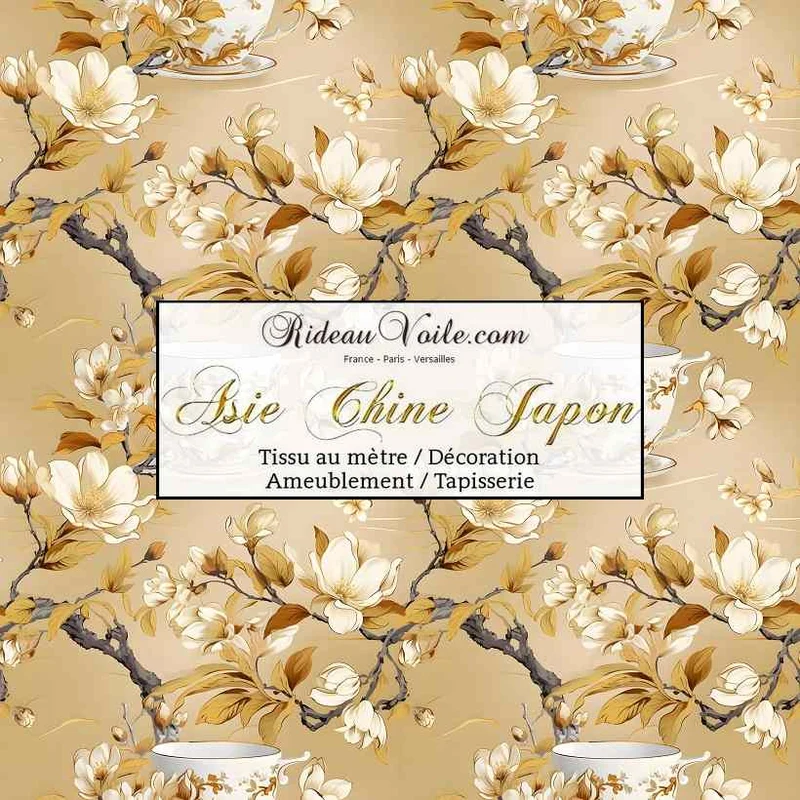 Tissu d'ameublement imprimé exotique asiatique fleur chine japonnais mètre rideau