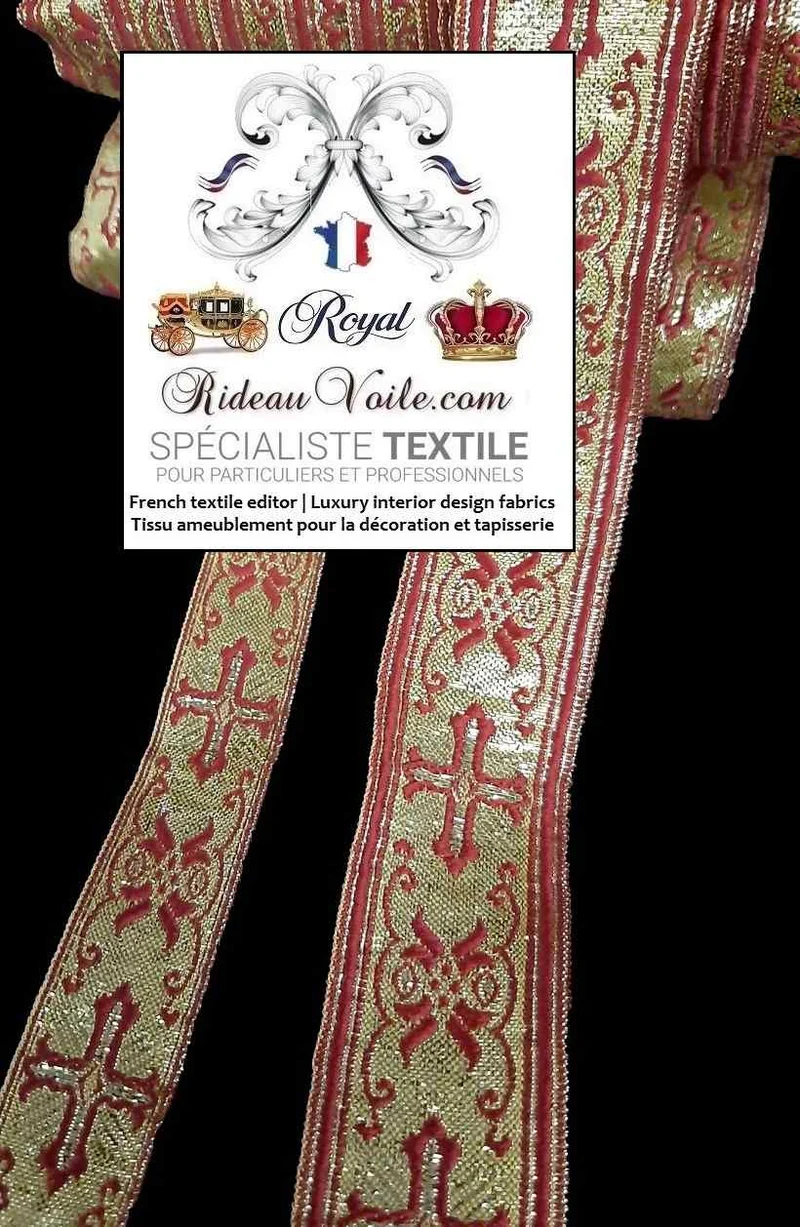 Mercerie Ruban galon passementerie Médiéval Baroque style liturgie église au mètre