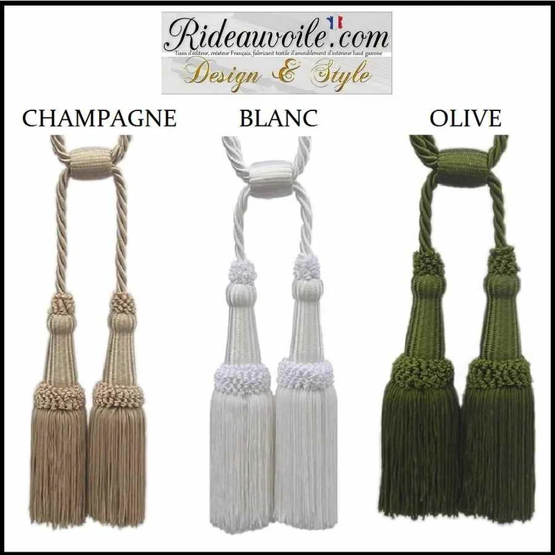 Boutique Passementerie embrasse gland finition de rideau double pompon cordon de 60 cm