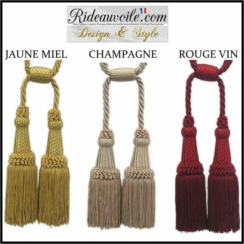 Boutique Passementerie embrasse gland finition de rideau double pompon cordon de 60 cm