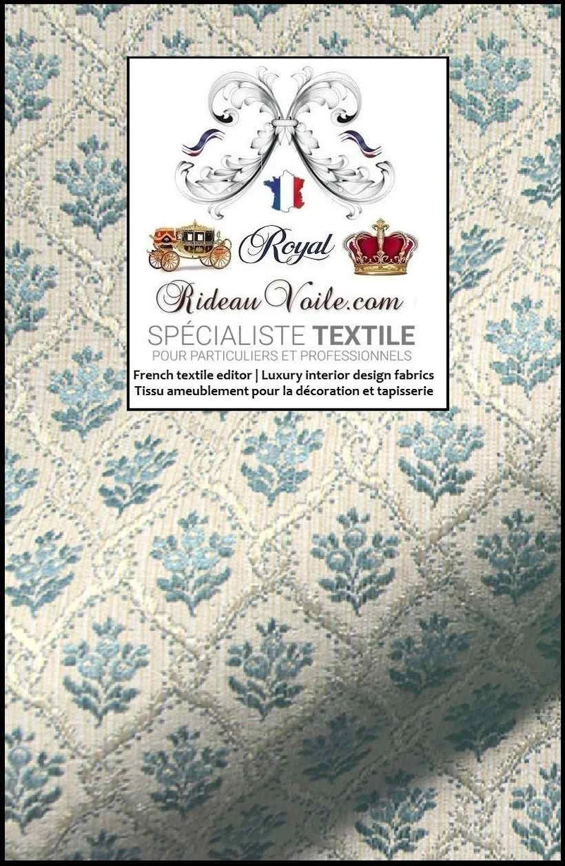 Rénovation architecture intérieur hôtel Résidence Château tissu Jacquard bleu floral mètre
