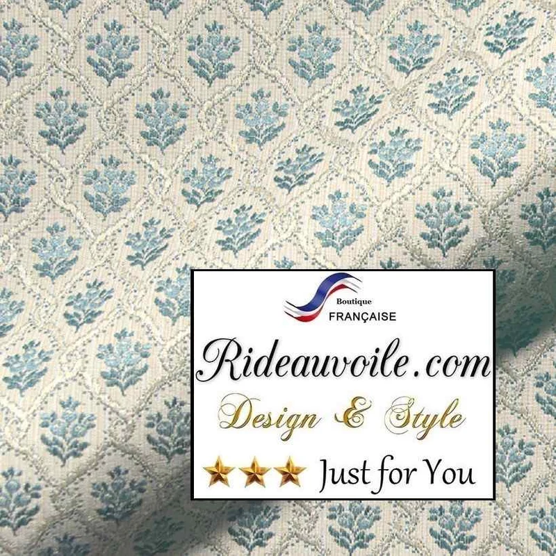 Rénovation architecture intérieur hôtel Résidence Château tissu Jacquard bleu floral mètre