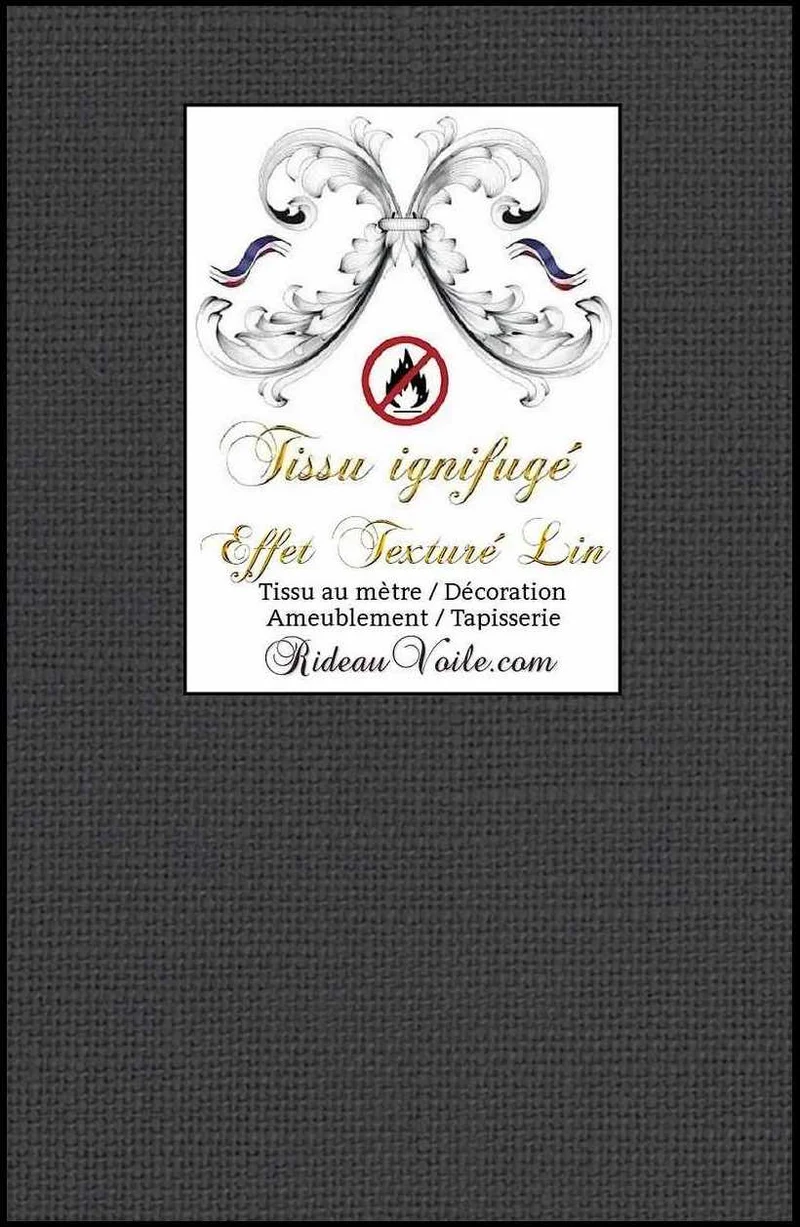 LIN ameublement grande largeur 280cm gris foncé ignifugé mètre confection sur mesure