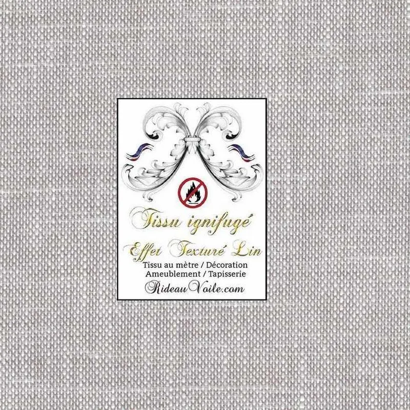 Tissu architecte agencement intérieur textile effet LIN écru Naturel non feu ignifuge mètre