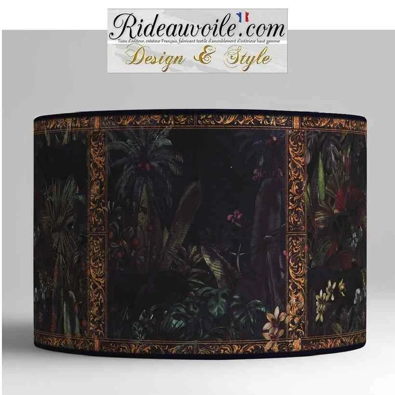 Abat-jour sur mesure à Suspendre tissu imprimé Exotique Jungle Tropical intérieur Or