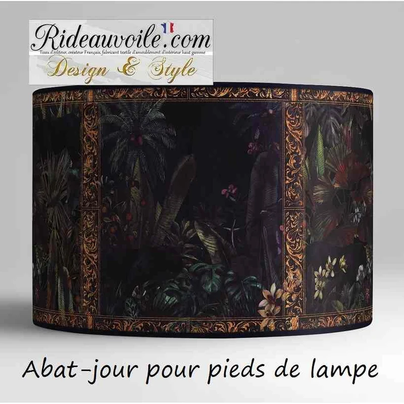 Abat-jour sur mesure à poser Exotique Tropical imprimé motif feuilles jungle intérieur Or
