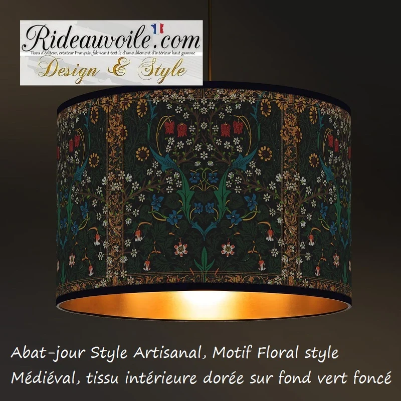 Abat-jour sur mesure à Suspendre imprimé ornement vintage moyen-âge intérieur Or
