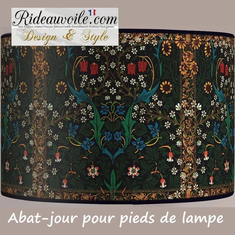 Abat-jour sur mesure à poser pieds de lampe imprimé ornement feuilles intérieur Or