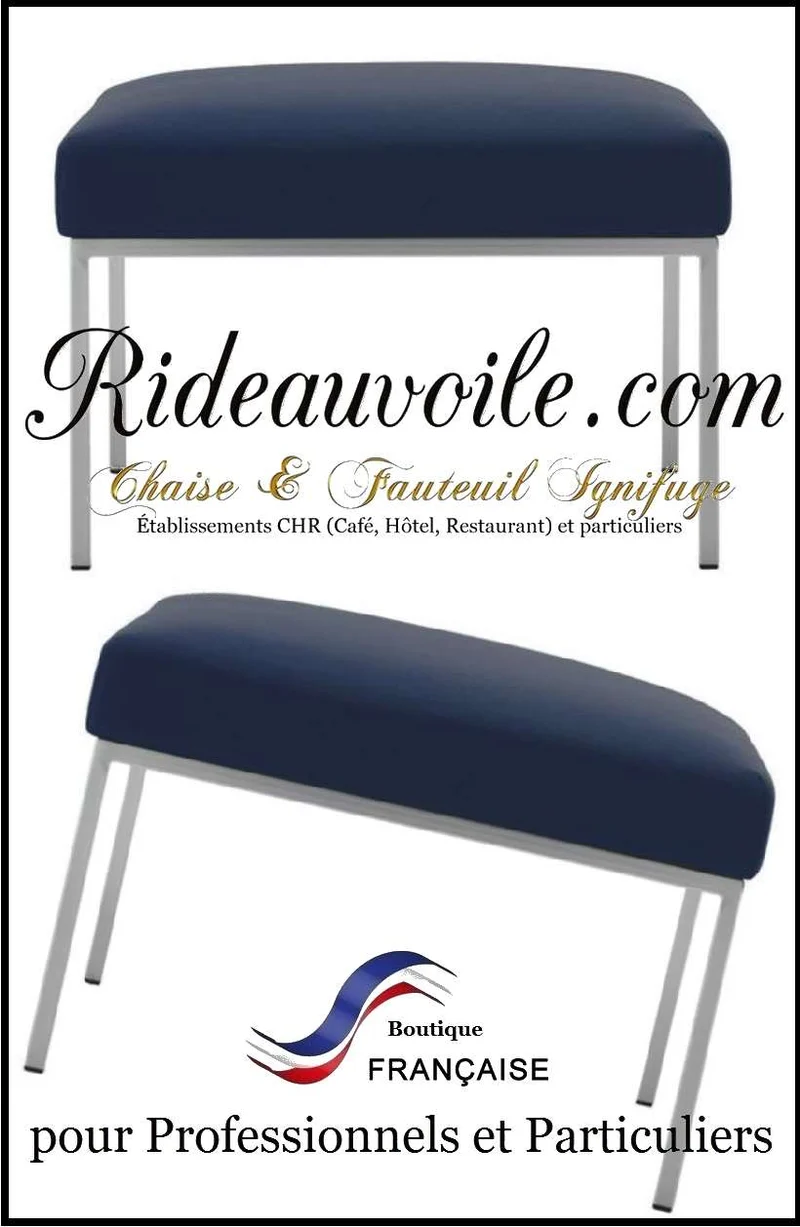 Meuble mobilier fauteuil Pouf non feu tissu M1 mètre Bleu marine Hôtel Restaurant
