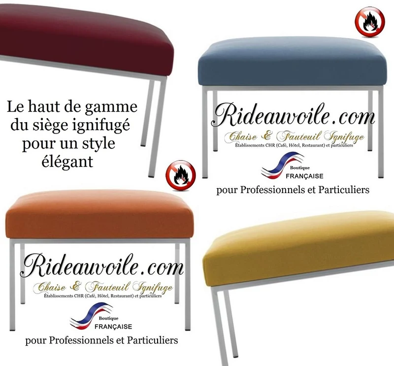 Meuble mobilier fauteuil Pouf non feu tissu M1 mètre Bleu marine Hôtel Restaurant