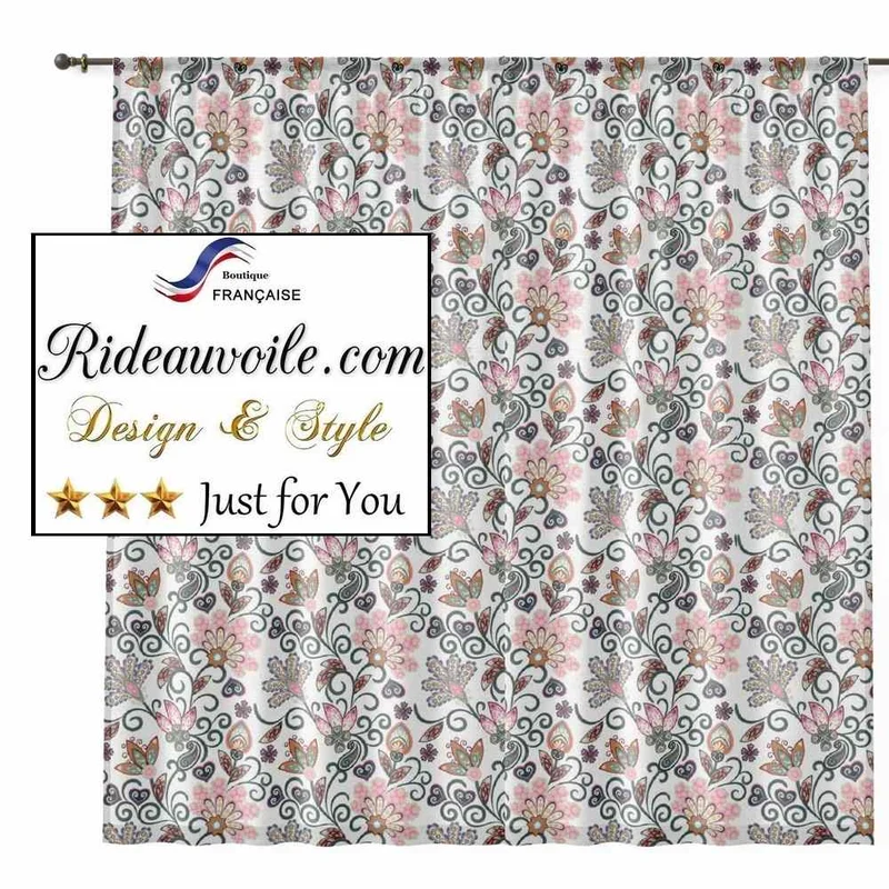 Tissu ethnique ameublement motif floral Toile de Jouy ornement Indien Paisley mètre